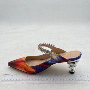YDN Women Trendy Metallic Spiral Heels Slip On Sandals Slingback Elastic Pumps P